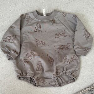 Rylee + Cru Gray Tiger Print One Piece bubble romper